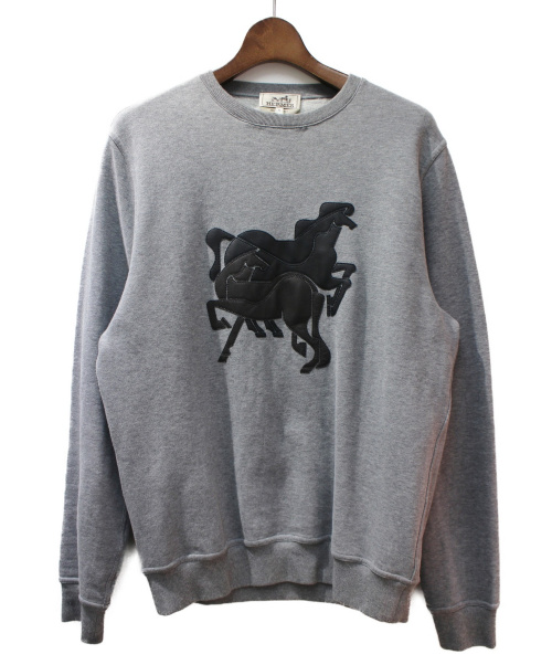 HERMES（エルメス）HERMES (エルメス) 18AW ブラジリアンホースクルーネックスウェット ライトグレー サイズ:Mの古着・服飾アイテム
