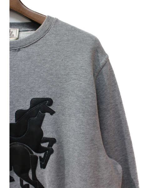 HERMES（エルメス）HERMES (エルメス) 18AW ブラジリアンホースクルーネックスウェット ライトグレー サイズ:Mの古着・服飾アイテム