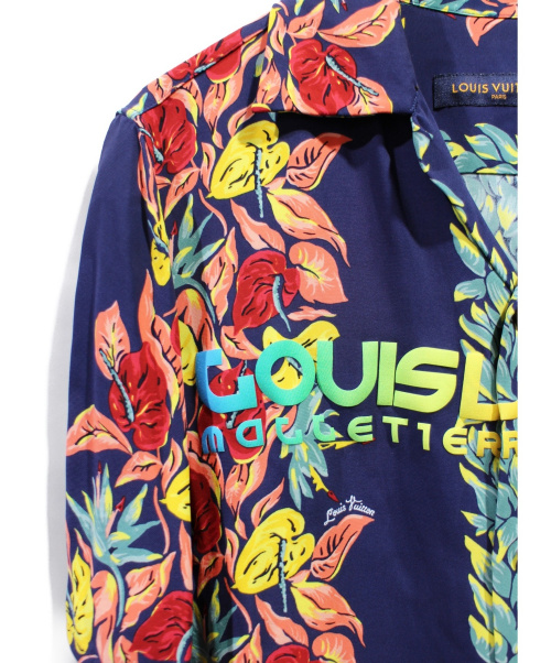 LOUIS VUITTON（ルイ ヴィトン）LOUIS VUITTON (ルイヴィトン) PRINTED LOGO HAWAIIAN SHIRT ネイビー サイズ:Mの古着・服飾アイテム