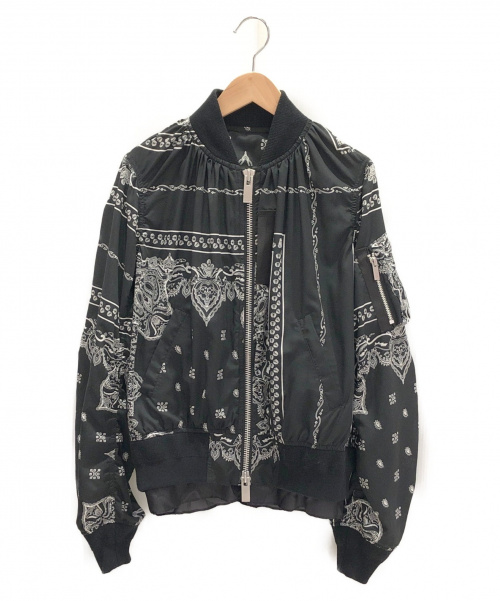 sacai（サカイ）sacai (サカイ) バンダナ柄ボンバージャケット ブラック サイズ:1 19SSの古着・服飾アイテム