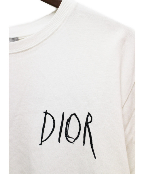 Dior（ディオール）DIOR×RAYMOND PETTIBON (ディオール×レイモンド・ペティボン) 19AW エンブロイダリーTシャツ ホワイト サイズ:Sの古着・服飾アイテム