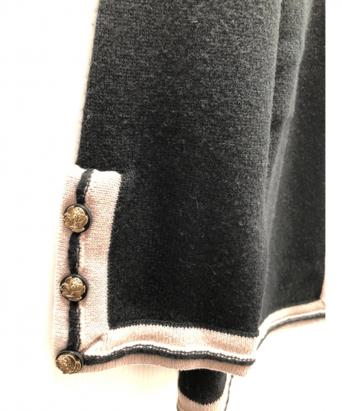 CHANEL（シャネル）CHANEL (シャネル) カシミヤニットカーディガン ブラック×モカ サイズ:38 カシミヤ100%の古着・服飾アイテム