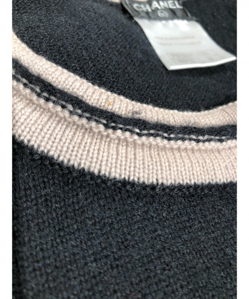 CHANEL（シャネル）CHANEL (シャネル) カシミヤニットカーディガン ブラック×モカ サイズ:38 カシミヤ100%の古着・服飾アイテム