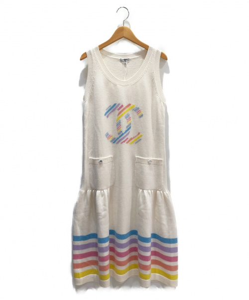CHANEL（シャネル）CHANEL (シャネル) ノースリーブワンピース アイボリー サイズ:38 未使用品 カシミヤ100%の古着・服飾アイテム