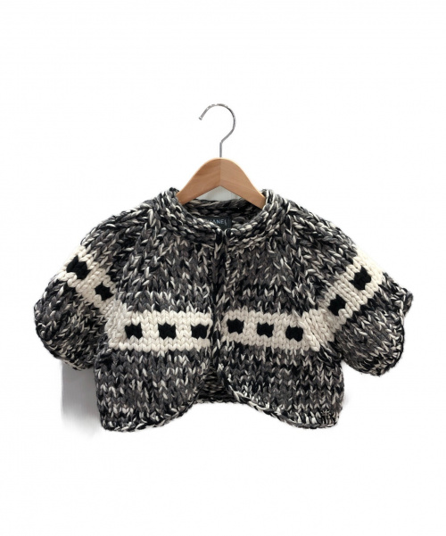 CHANEL（シャネル）CHANEL (シャネル) ニットボレロカーディガン ブラウン×ホワイト サイズ:36 カシミヤ100％の古着・服飾アイテム