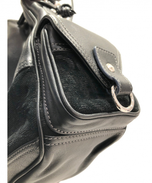 LOEWE（ロエベ）LOEWE (ロエベ) 2WAYアナグラム巾着ショルダーバッグ ブラック レザーの古着・服飾アイテム