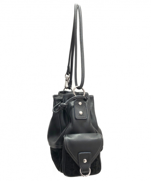 LOEWE（ロエベ）LOEWE (ロエベ) 2WAYアナグラム巾着ショルダーバッグ ブラック レザーの古着・服飾アイテム