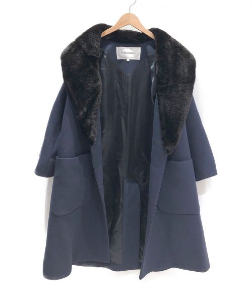 J&M DAVIDSON（ジェイ＆エム デヴィッドソン）J&M DAVIDSON (ジェイ＆エム デヴィッドソン) ラビットファー付きコート ネイビー サイズ:8の古着・服飾アイテム