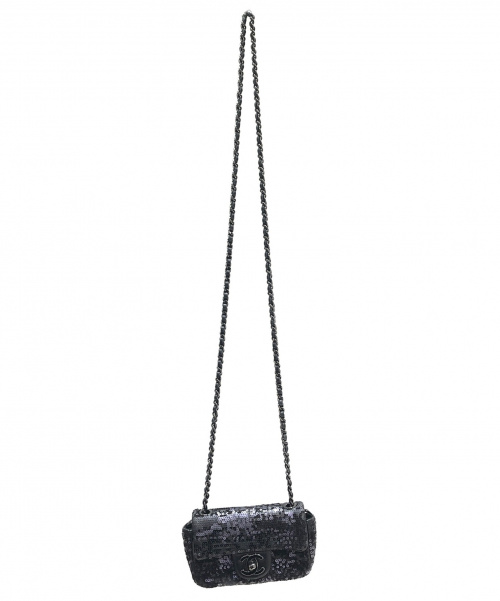 CHANEL（シャネル）CHANEL (シャネル) スパンコールミニチェーンショルダーバッグ ブラック×グレー サイズ:-の古着・服飾アイテム