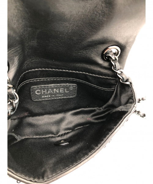 CHANEL（シャネル）CHANEL (シャネル) スパンコールミニチェーンショルダーバッグ ブラック×グレー サイズ:-の古着・服飾アイテム