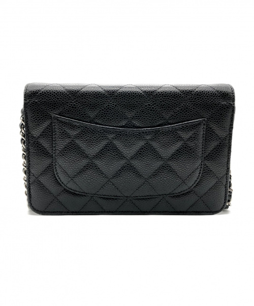 CHANEL（シャネル）CHANEL (シャネル) チェーンショルダーウォレット ブラック サイズ:- マトラッセ A33814 キャビアスキンの古着・服飾アイテム