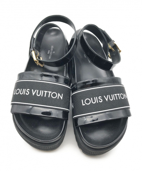 LOUIS VUITTON（ルイ ヴィトン）LOUIS VUITTON (ルイヴィトン) ロゴバンドサンダル ブラック サイズ:34の古着・服飾アイテム