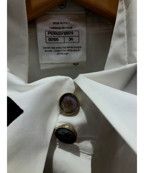 CHANEL（シャネル）CHANEL (シャネル) ボウタイクロップドブラウス ホワイト サイズ:34の古着・服飾アイテム