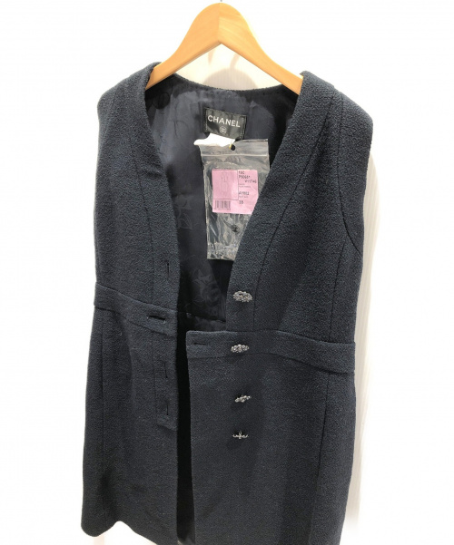 CHANEL（シャネル）CHANEL (シャネル) ノースリーブワンピース ネイビー サイズ:38の古着・服飾アイテム