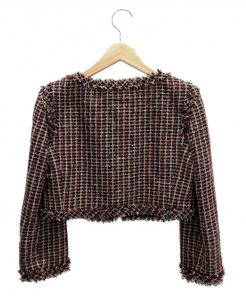 CHANEL（シャネル）CHANEL (シャネル) ショート丈ツイードジャケット レッド×ブラック サイズ:38の古着・服飾アイテム