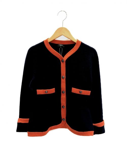 CHANEL（シャネル）CHANEL (シャネル) カシミヤセットアップスカート ネイビー×オレンジ サイズ:34の古着・服飾アイテム