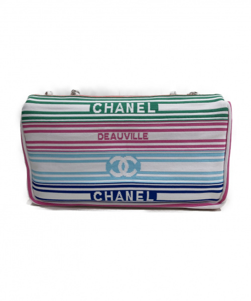 CHANEL（シャネル）CHANEL (シャネル) ボーダーチェーンショルダーバッグ ホワイト サイズ:29 2019年春夏コレクションの古着・服飾アイテム