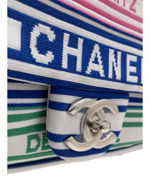 CHANEL（シャネル）CHANEL (シャネル) ボーダーチェーンショルダーバッグ ホワイト サイズ:29 2019年春夏コレクションの古着・服飾アイテム
