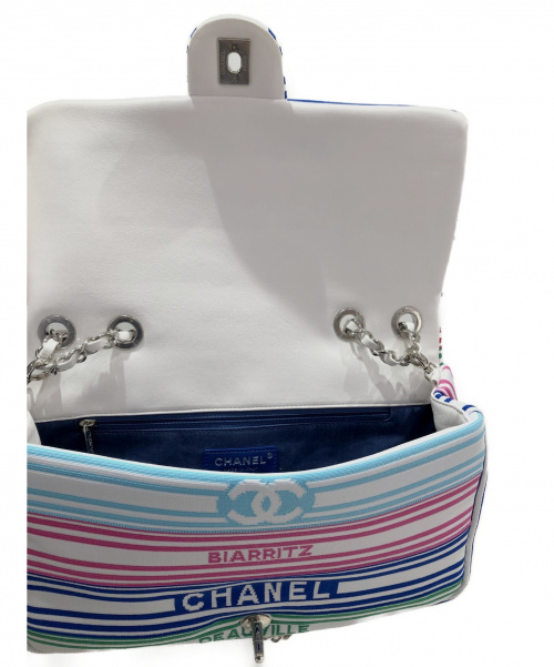 CHANEL（シャネル）CHANEL (シャネル) ボーダーチェーンショルダーバッグ ホワイト サイズ:29 2019年春夏コレクションの古着・服飾アイテム