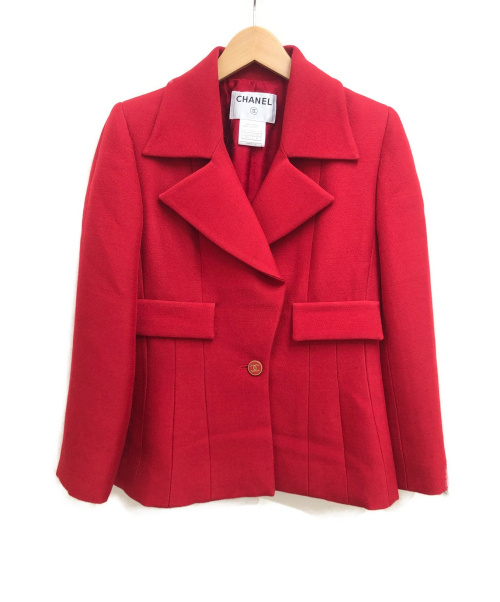 CHANEL（シャネル）CHANEL (シャネル) ココマークボタンジャケット レッド サイズ:38の古着・服飾アイテム
