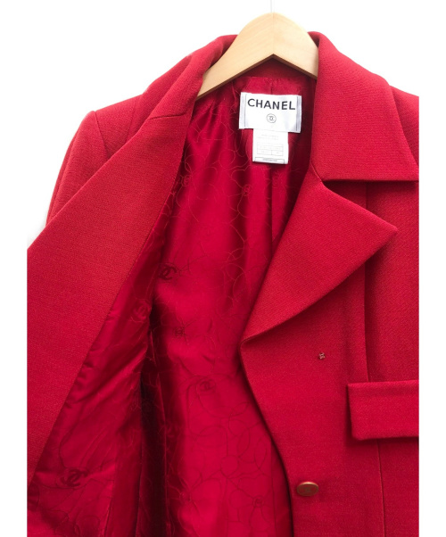 CHANEL（シャネル）CHANEL (シャネル) ココマークボタンジャケット レッド サイズ:38の古着・服飾アイテム