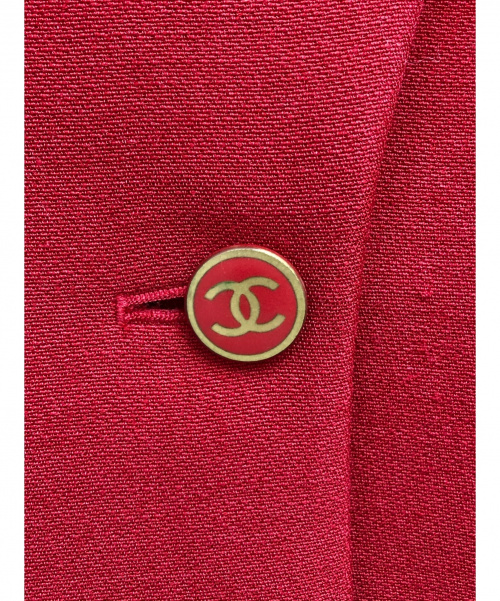 CHANEL（シャネル）CHANEL (シャネル) ココマークボタンジャケット レッド サイズ:38の古着・服飾アイテム