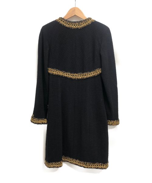 CHANEL（シャネル）CHANEL (シャネル) ゴールドトリムフロントジップツイードワンピース ブラック サイズ:36の古着・服飾アイテム