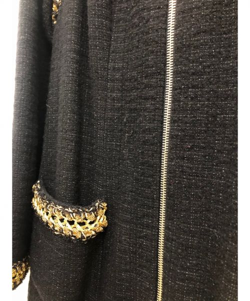 CHANEL（シャネル）CHANEL (シャネル) ゴールドトリムフロントジップツイードワンピース ブラック サイズ:36の古着・服飾アイテム