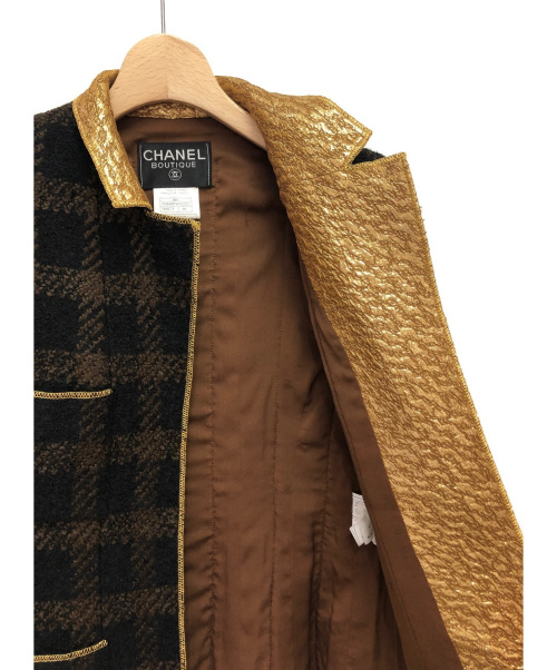 CHANEL（シャネル）CHANEL (シャネル) グリポアボタンセットアップ ブラック×ブラウン サイズ:36の古着・服飾アイテム