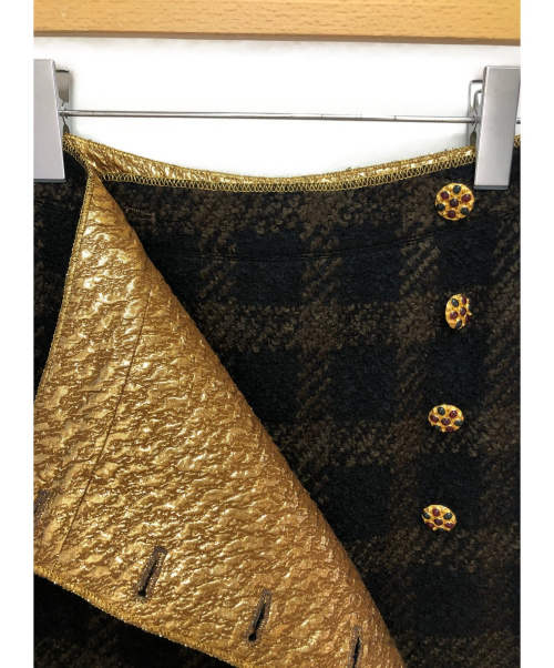 CHANEL（シャネル）CHANEL (シャネル) グリポアボタンセットアップ ブラック×ブラウン サイズ:36の古着・服飾アイテム