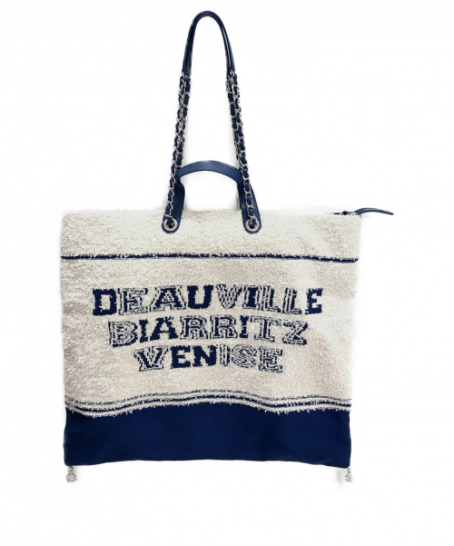 CHANEL（シャネル）CHANEL (シャネル) ロゴラージショッピングバッグ ホワイト×ブルー サイズ:- AS0452 　2019年春夏コレクションの古着・服飾アイテム
