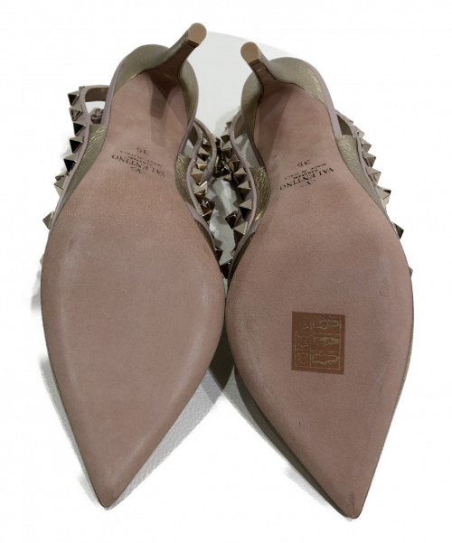 VALENTINO（ヴァレンティノ）VALENTINO (ヴァレンティノ) ロックスタッズパンプス ピンク×ゴールド サイズ:35の古着・服飾アイテム