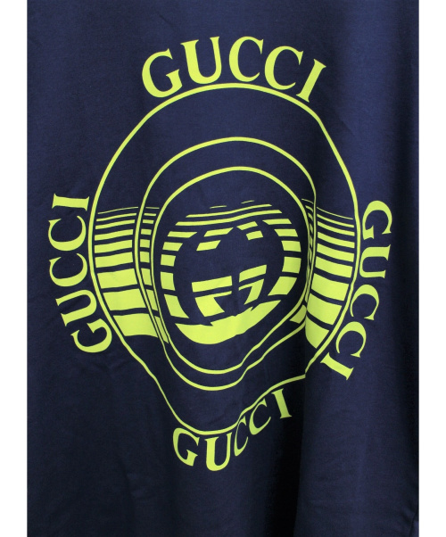 GUCCI（グッチ）GUCCI (グッチ) 20AW ディスクプリントオーバーサイズTシャツ ネイビー サイズ:Mの古着・服飾アイテム