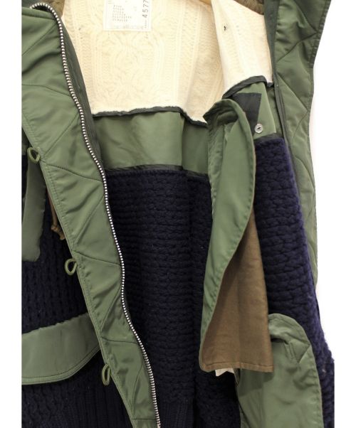 sacai（サカイ）sacai (サカイ) CABLE KNIT × MA-1 JACKET アイボリー×オリーブ×ネイビー サイズ:2の古着・服飾アイテム