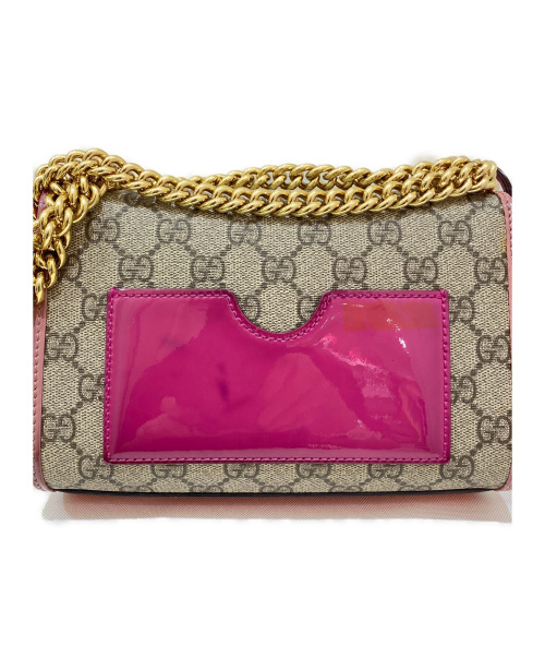 GUCCI（グッチ）GUCCI (グッチ) パドロックチェーンショルダーバッグ ベージュ×ピンク サイズ:-の古着・服飾アイテム