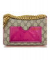 中古・古着 GUCCI (グッチ) パドロックチェーンショルダーバッグ ベージュ×ピンク サイズ:-：47800円