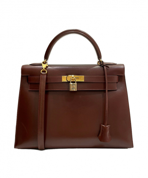 HERMES（エルメス）HERMES (エルメス) ケリー32 ブラウン サイズ:32 ボックスカーフ　外縫い　ゴールド金具　□B刻印の古着・服飾アイテム