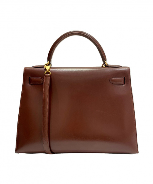 HERMES（エルメス）HERMES (エルメス) ケリー32 ブラウン サイズ:32 ボックスカーフ　外縫い　ゴールド金具　□B刻印の古着・服飾アイテム