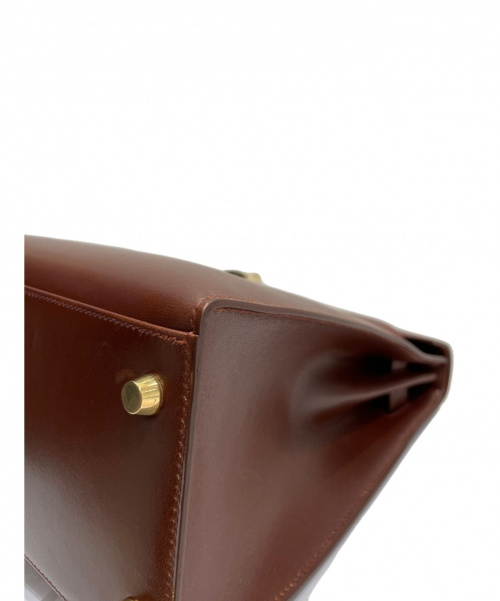 HERMES（エルメス）HERMES (エルメス) ケリー32 ブラウン サイズ:32 ボックスカーフ　外縫い　ゴールド金具　□B刻印の古着・服飾アイテム