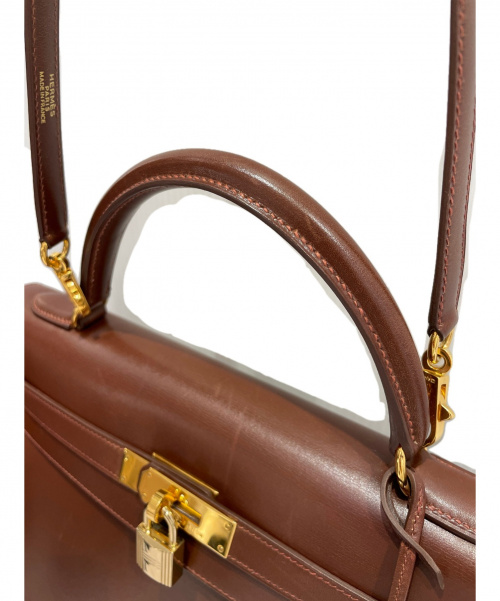 HERMES（エルメス）HERMES (エルメス) ケリー32 ブラウン サイズ:32 ボックスカーフ　外縫い　ゴールド金具　□B刻印の古着・服飾アイテム