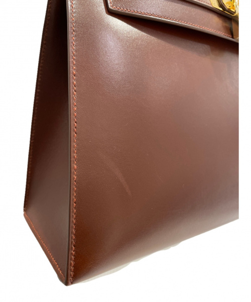HERMES（エルメス）HERMES (エルメス) ケリー32 ブラウン サイズ:32 ボックスカーフ　外縫い　ゴールド金具　□B刻印の古着・服飾アイテム