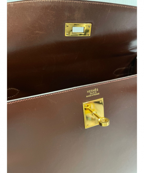 HERMES（エルメス）HERMES (エルメス) ケリー32 ブラウン サイズ:32 ボックスカーフ　外縫い　ゴールド金具　□B刻印の古着・服飾アイテム