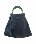 MARNIマルニ）の古着「ハンマードカーフスキン HOBO バッグ」｜ブラック