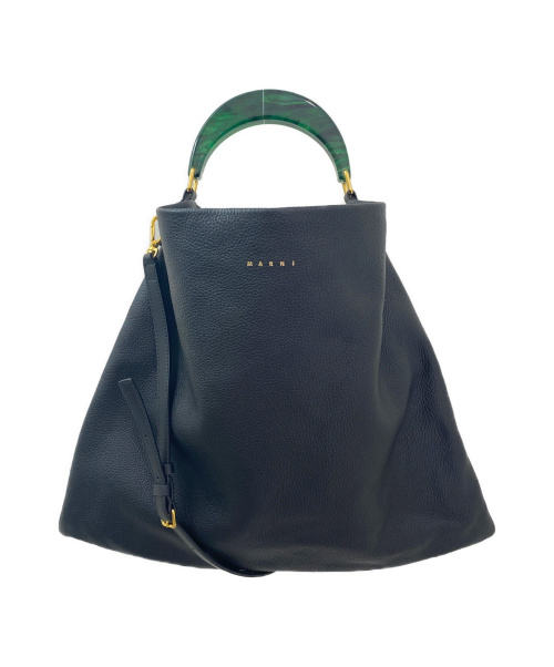 MARNI（マルニ）MARNI (マルニ) ハンマードカーフスキン HOBO バッグ ブラック サイズ:mediumの古着・服飾アイテム