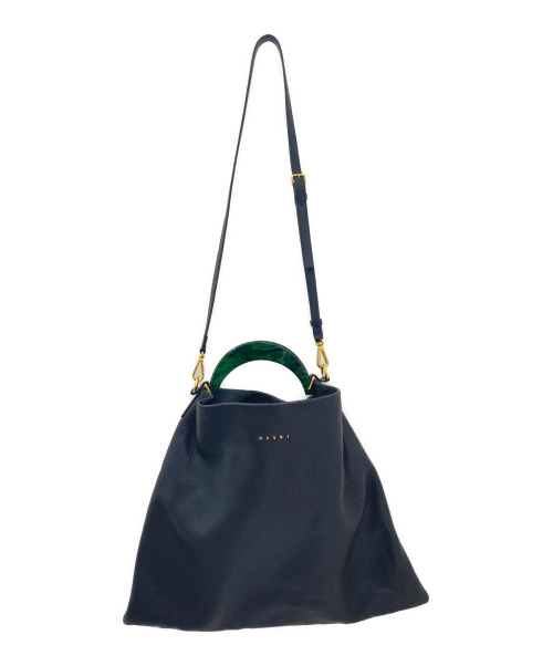 MARNI（マルニ）MARNI (マルニ) ハンマードカーフスキン HOBO バッグ ブラック サイズ:mediumの古着・服飾アイテム