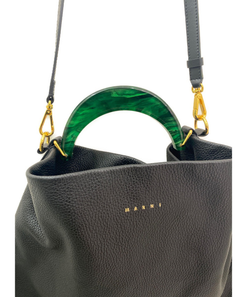 MARNI（マルニ）MARNI (マルニ) ハンマードカーフスキン HOBO バッグ ブラック サイズ:mediumの古着・服飾アイテム