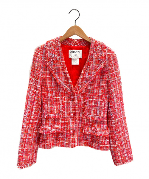 CHANEL（シャネル）CHANEL (シャネル) ツイードジャケット レッド サイズ:36 04Pの古着・服飾アイテム