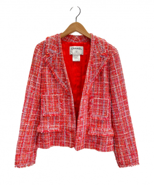 CHANEL（シャネル）CHANEL (シャネル) ツイードジャケット レッド サイズ:36 04Pの古着・服飾アイテム