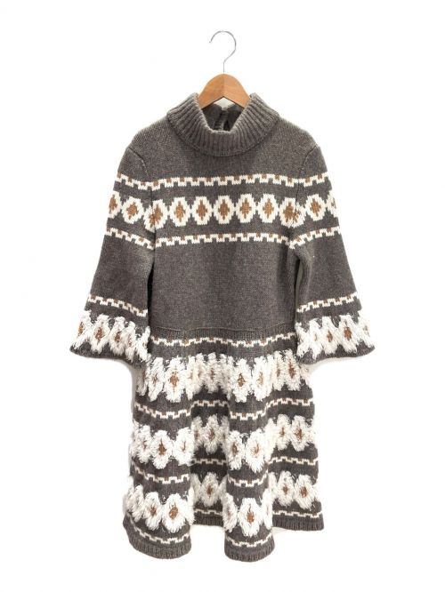 CHANEL（シャネル）CHANEL (シャネル) フラワーニットワンピース グレー サイズ:38 未使用品の古着・服飾アイテム