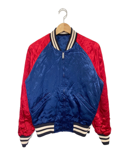 GUCCI（グッチ）GUCCI (グッチ) アームロゴデザインリバーシブルキルティングジャケット ブルー×レッド サイズ:46の古着・服飾アイテム